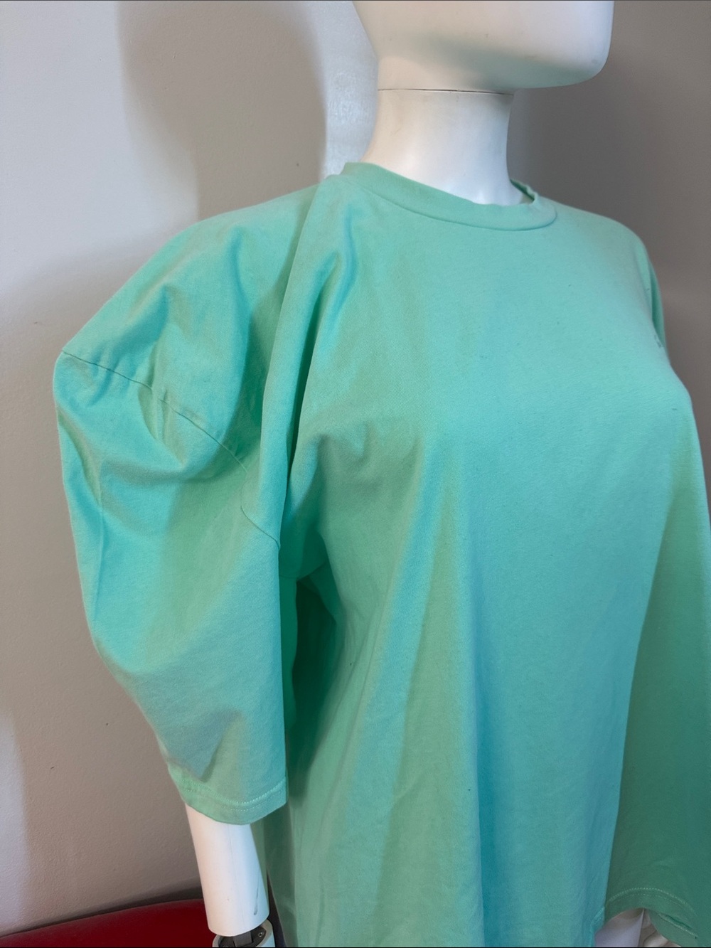 mint green, oversized t-shirt from the South Korean fashion label pushBUTTON